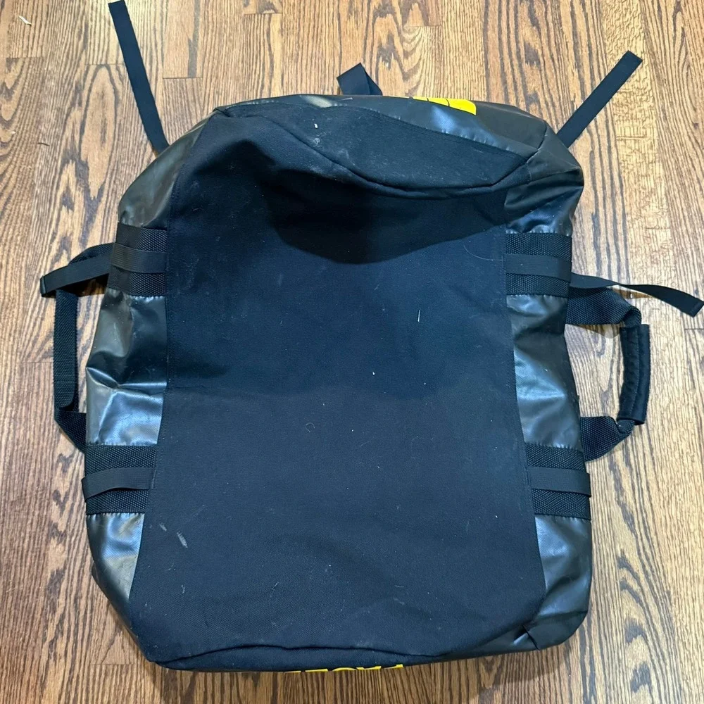 The North Face Base Camp Duffel Bag Large Black Yellow Backpack Straps 95L